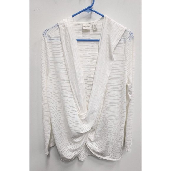 Chico's Tops - Zenergy By Chicos Womens Hooded Tunic Top Large White Burnout Twist Front
